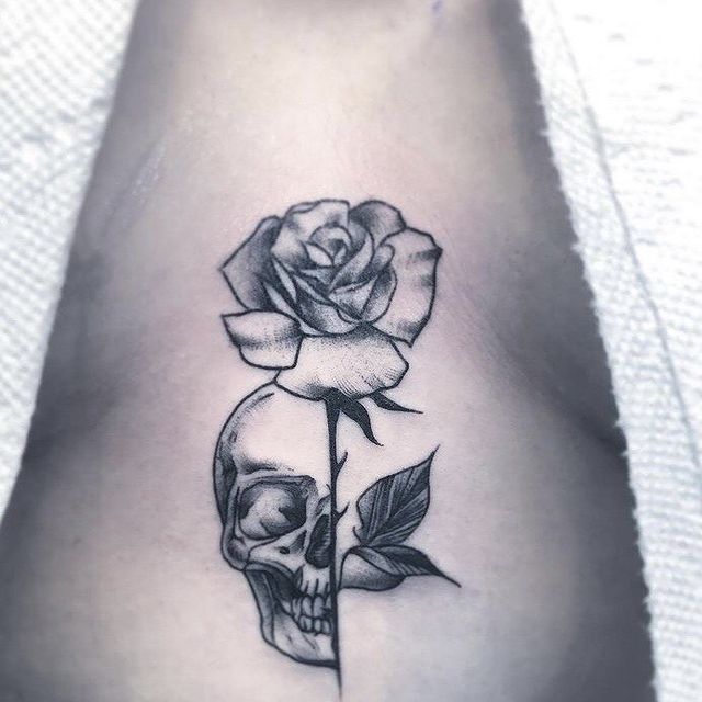 rose and skull tattoo