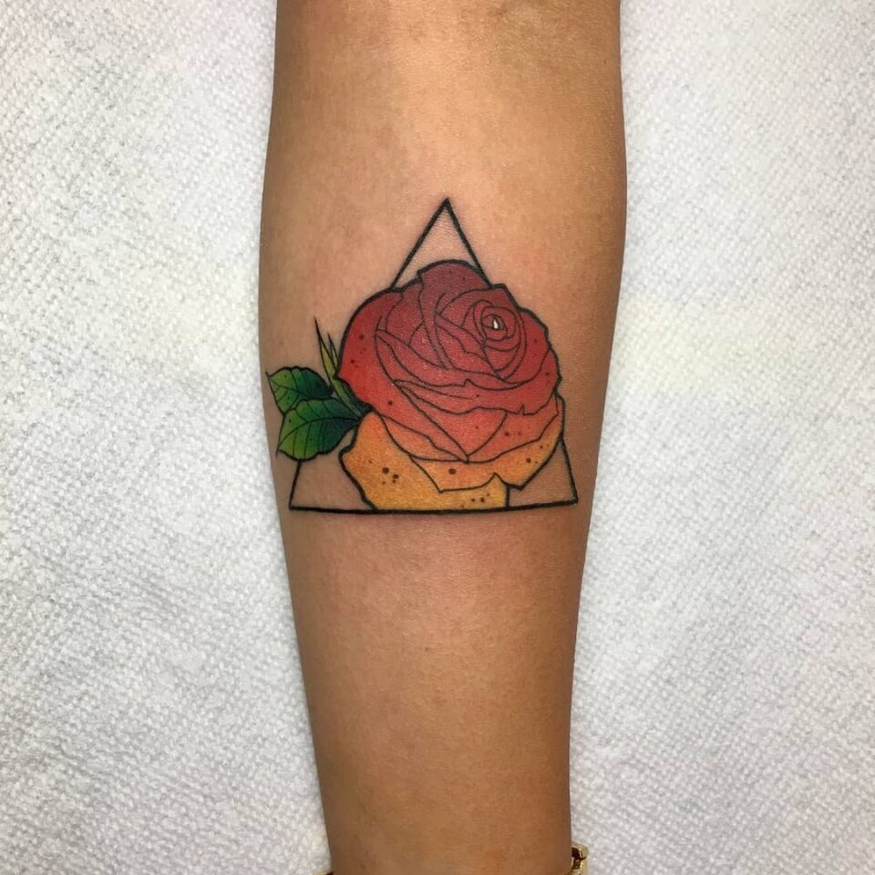 The Honorable Society_west hollywood_watercolor_geometric rose tattoo