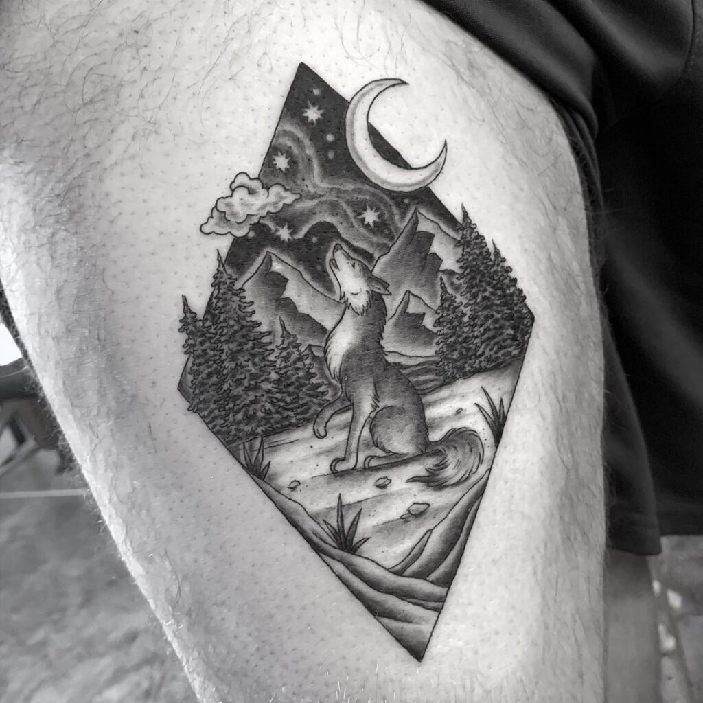 The Honorable Society_West Hollywood_black and gray_wolf tattoo