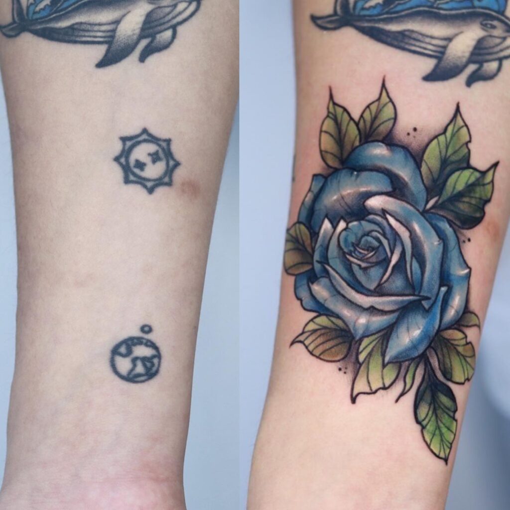 MantleTattoo_Los Angeles_coverup tattoo_rose