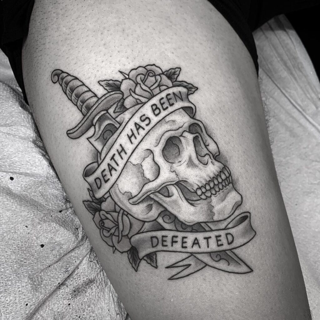 american traditional skull tattoo